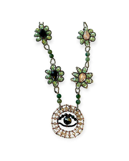 Evil eye jade necklace with crystals for a unique look - Sundara Joon