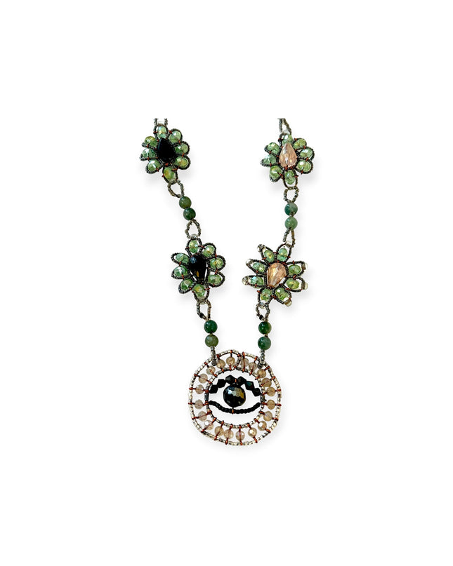 Evil eye jade necklace with crystals for a unique look - Sundara Joon