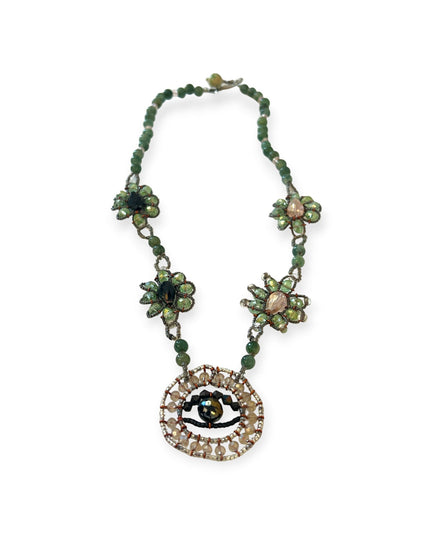 Evil eye jade necklace with crystals for a unique look - Sundara Joon