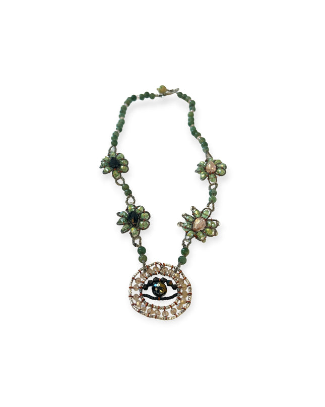 Evil eye jade necklace with crystals for a unique look - Sundara Joon