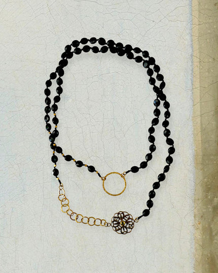 Faceted black onyx beaded necklace - Sundara Joon