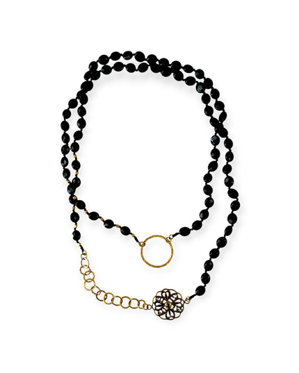 Faceted black onyx beaded necklace - Sundara Joon