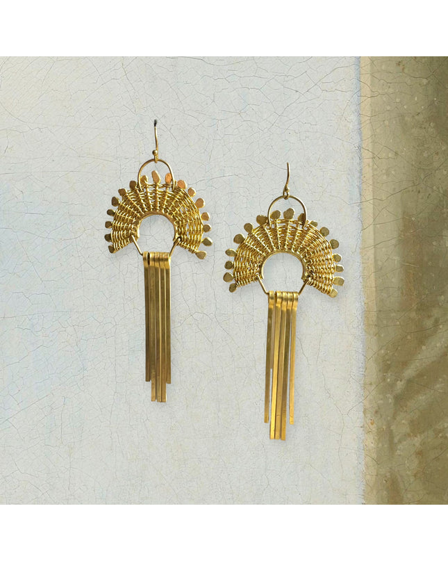 Fan shaped woven earrings - Sundara Joon