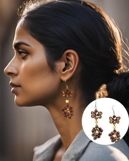 Floral amber drop earrings in earth tones - Sundara Joon