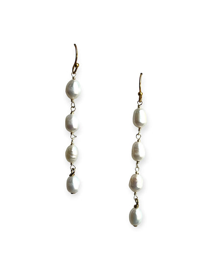 Freshwater pearl string drop earrings - Sundara Joon