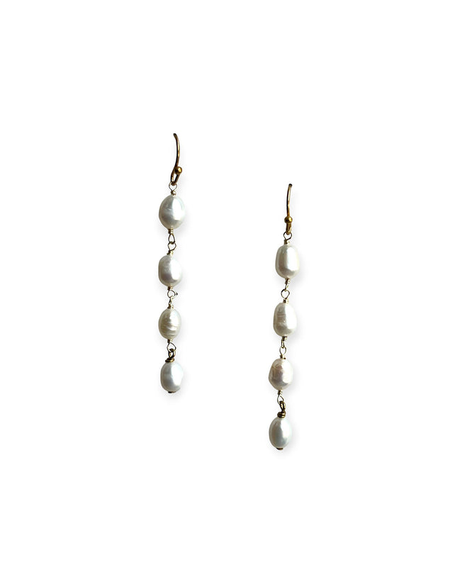 Freshwater pearl string drop earrings - Sundara Joon