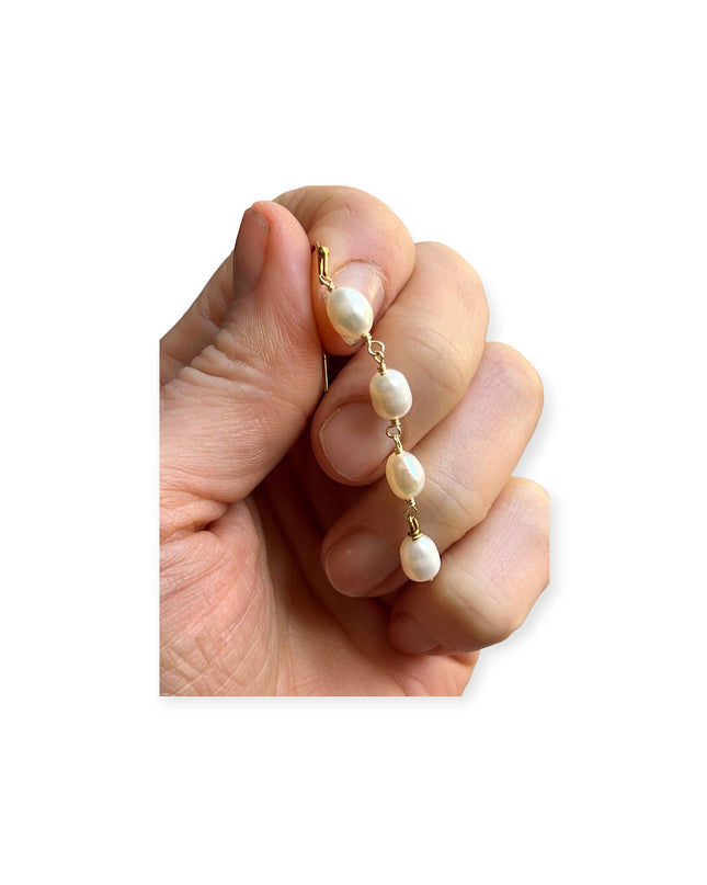 Freshwater pearl string drop earrings - Sundara Joon