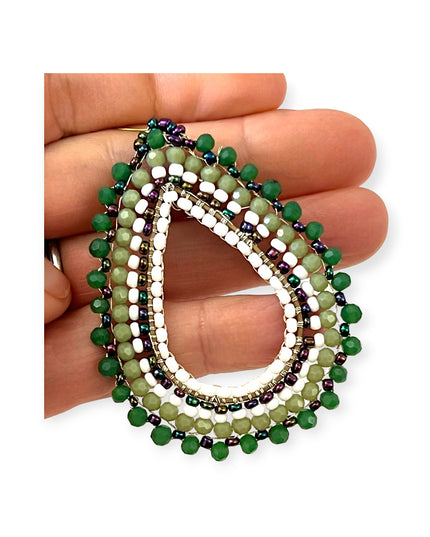 Green beaded hoop earrings - Sundara Joon