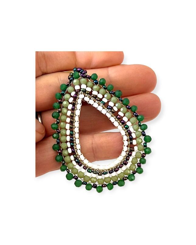 Green beaded hoop earrings - Sundara Joon