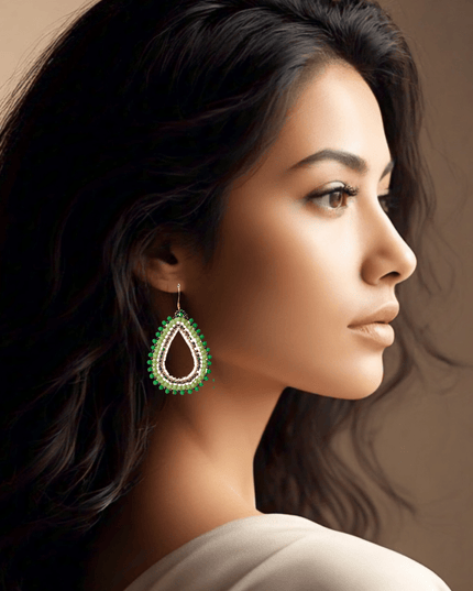 Green beaded hoop earrings - Sundara Joon