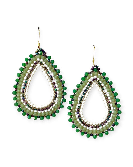 Green beaded hoop earrings - Sundara Joon