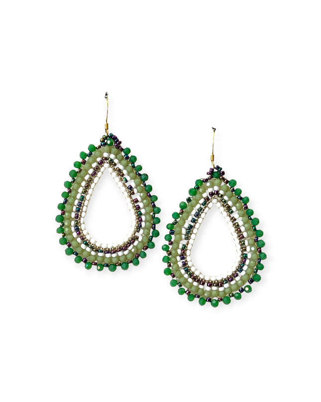 Green beaded hoop earrings - Sundara Joon