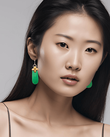 Green wooden modern drop earrings - Sundara Joon