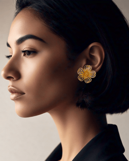 Intricate filigree flower stud earrings - Sundara Joon