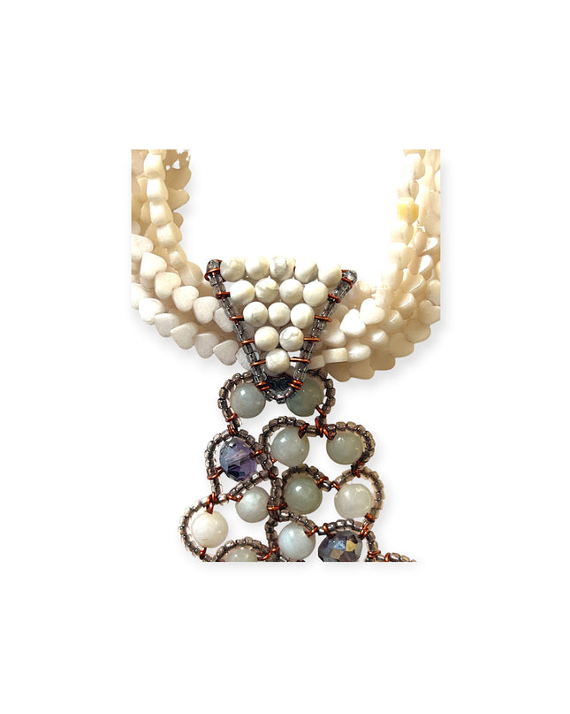 Ivory colored gemstone with organic shaped pendant - Sundara Joon