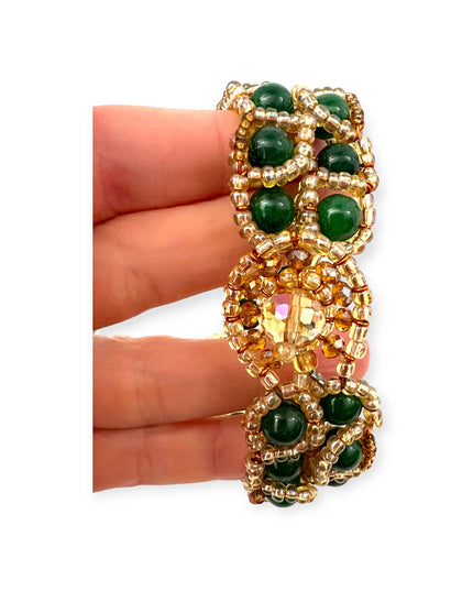 Jade multi-tone beaded bracelet with malachite - Sundara Joon - Sundara Joon