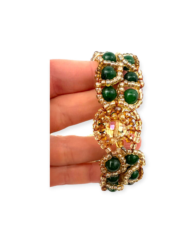 Jade multi-tone beaded bracelet with malachite - Sundara Joon - Sundara Joon