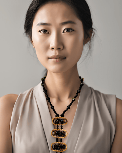 Ladder like jade necklace handcrafted in tribal design - Sundara Joon