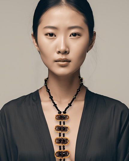 Ladder like jade necklace handcrafted in tribal design - Sundara Joon