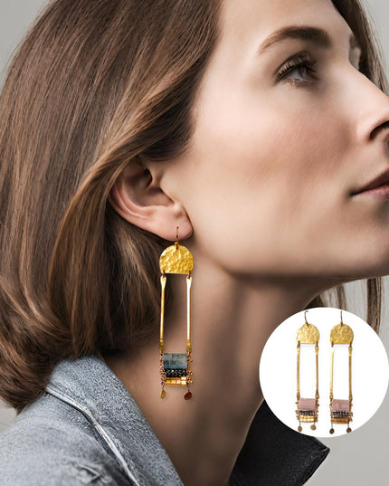 Ladder like tribal gemstone statement earrings - Sundara Joon