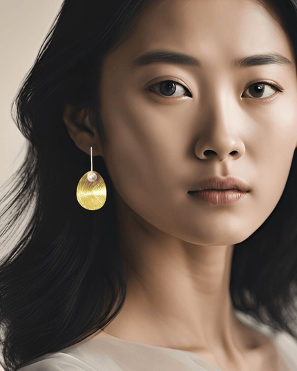 Modern drop disk pearl statement earrings - Sundara Joon