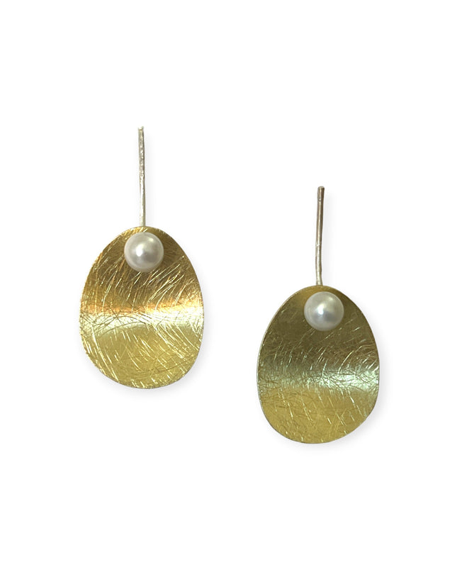 Modern drop disk pearl statement earrings - Sundara Joon