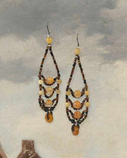 Multi - tiered amber drop earrings - Sundara Joon