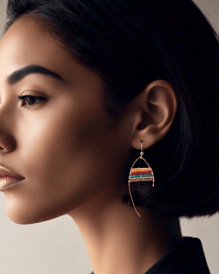 Open design beaded tribal earrings - Sundara Joon