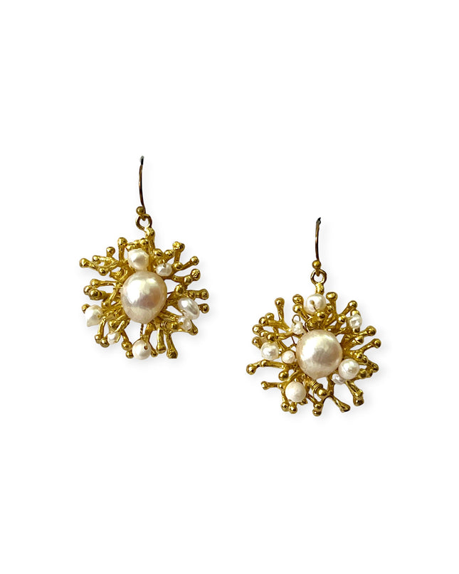 Organic beaded drop earrings - Sundara Joon