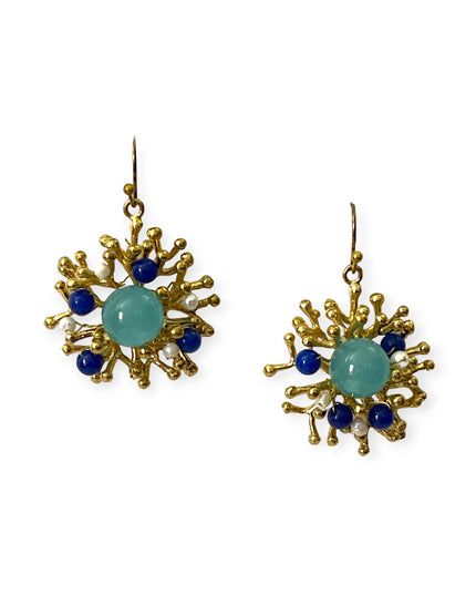 Organic beaded drop earrings - Sundara Joon