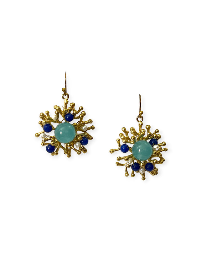 Organic beaded drop earrings - Sundara Joon