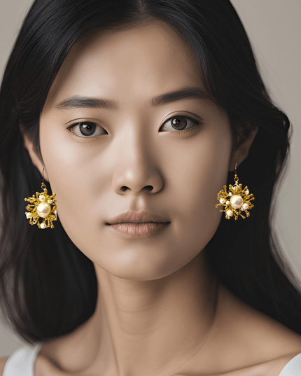 Organic beaded drop earrings - Sundara Joon