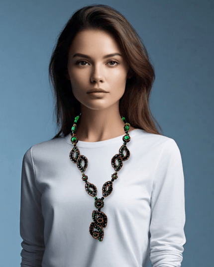 Organic green gemstone patterned necklace - Sundara Joon