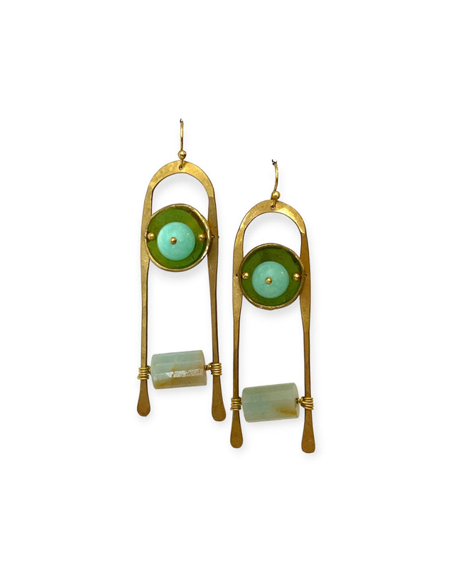 Organic scala gemstone drop statement earrings - Sundara Joon