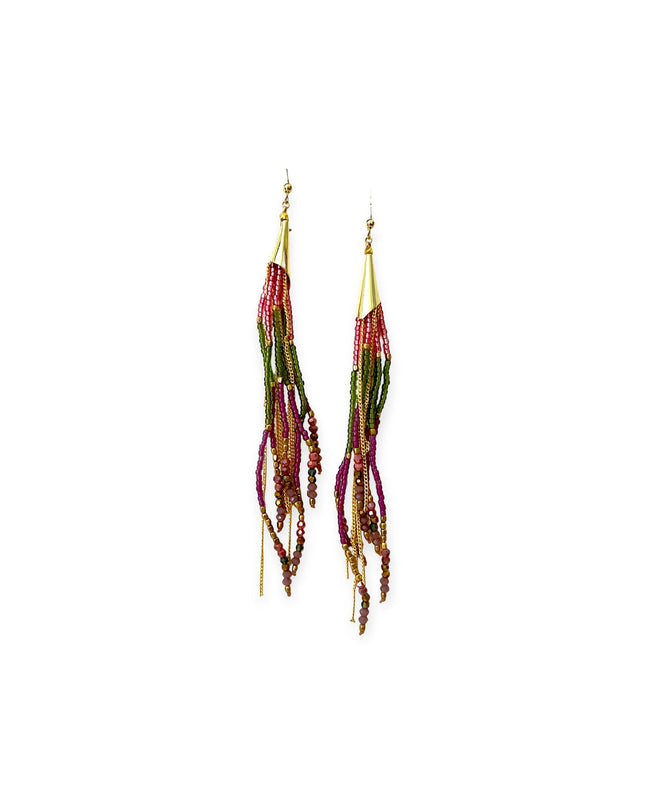 Purple and green beaded earrings - Sundara Joon