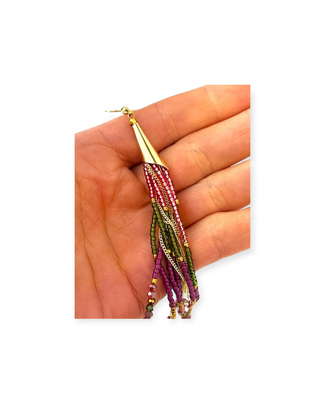 Purple and green beaded earrings - Sundara Joon