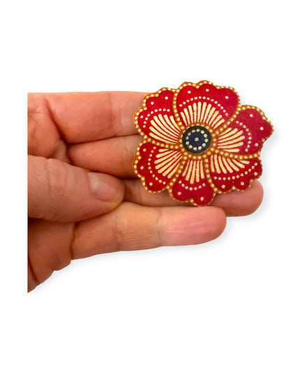 Red flower batik pin - Sundara Joon