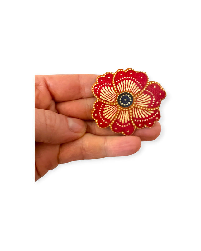 Red flower batik pin - Sundara Joon