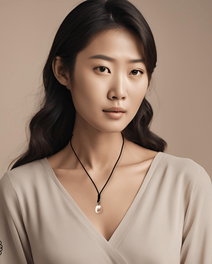 Simple double pearl necklace with a leather strap - Sundara Joon