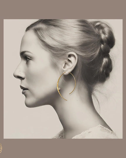 Slender hoop earrings with crystal - Sundara Joon