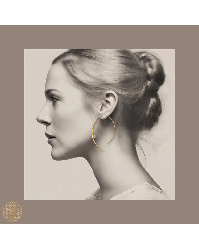 Slender hoop earrings with crystal - Sundara Joon