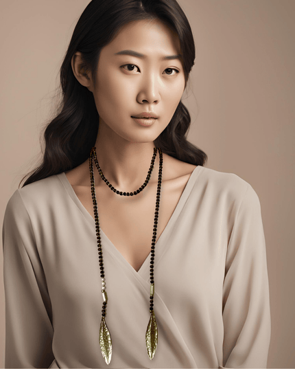 Smoky quartz leaf lariat necklace - Sundara Joon