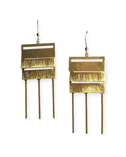 Square drop statement earrings with tassels - Sundara Joon