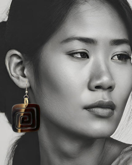 Square maze earrings in modern designs and earth tones - Sundara Joon