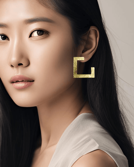 Square shaped brush metal earrings - Sundara Joon