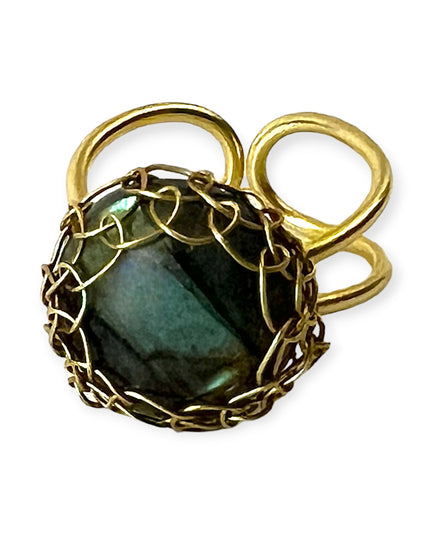 Stone centric ring (labradorite) - Sundara Joon