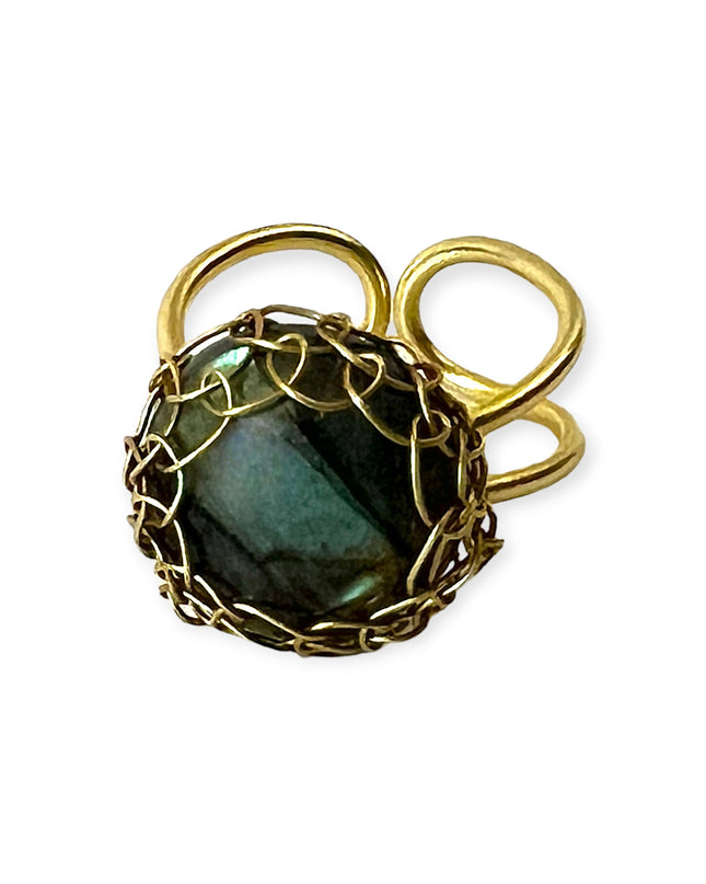 Stone centric ring (labradorite) - Sundara Joon