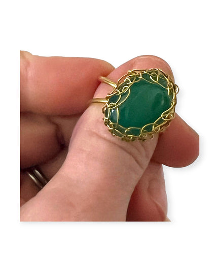 Stone centric ring (green chalcedony) - Sundara Joon