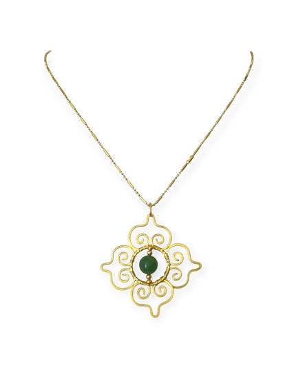 Thai design inspired green chalcedony pendant necklace - Sundara Joon