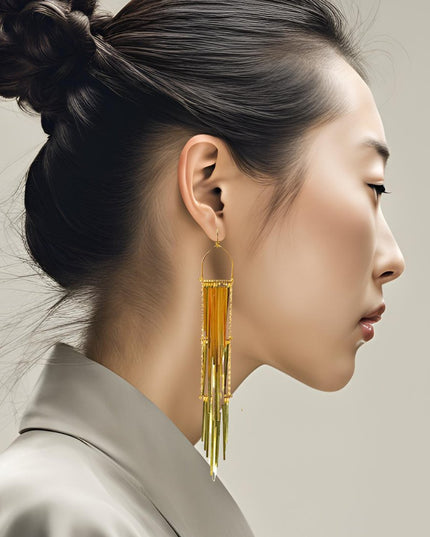 Waterfall tiered metal drop earrings - Sundara Joon